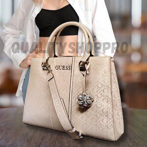 GUESS Rose Pink Logo Handbag – Elegant, Spacious & Gold Charm Detail Brand New✨